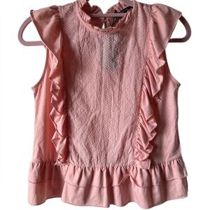 Reserved YFL Pink Sleeveless Ruffle Eyelet Blouse Size S NWT